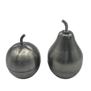 Apple & Pear Shaped Metal Salt & Pepper Shaker Set